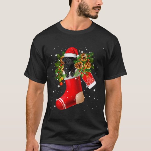 Santa Black Toy Odle In Christmas Sock Pajama  T-shirt (Voorkant)