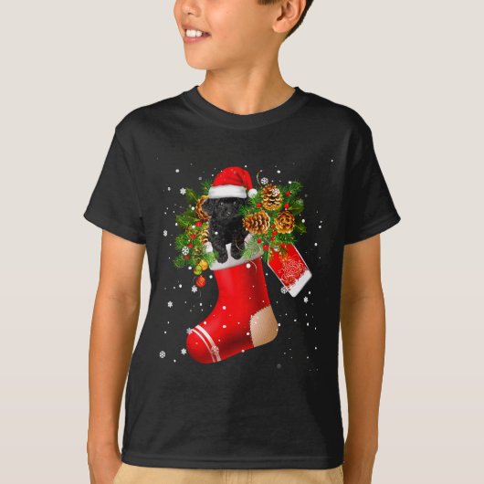 Santa Black Toy Odle In Christmas Sock Pajama  T-shirt (Voorkant)
