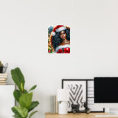 Santa Black Woman With Christmas Tree Poster (Thuiskantoor)