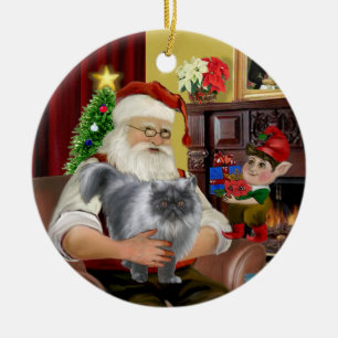 Santa - Blauwe rok Perzische kat Keramisch Ornament