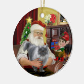 Santa - Blauwe rook Perzische kat Keramisch Ornament (Links)