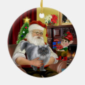 Santa - Blauwe rook Perzische kat Keramisch Ornament (Achterkant)