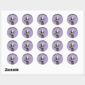 Santa Bleke Paarse Ronde Sticker (Vel)