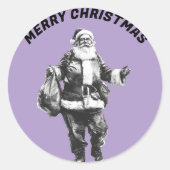 Santa Bleke Paarse Ronde Sticker (Voorkant)