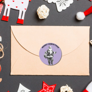 Santa Bleke Paarse Ronde Sticker