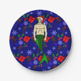 santa blonde merman lelijke xmas mermaid giften papieren bordje