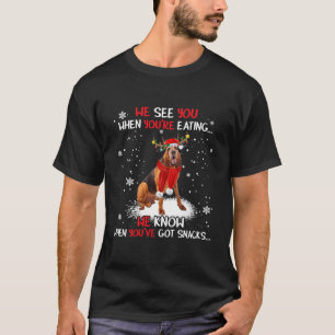 Santa Bloodhound Reindeer Light met Kerstmis Pajam T-shirt