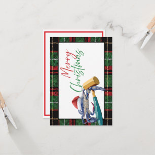 Santa Blue Crab met Mallet Christmas Kaart Custom