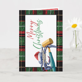 Santa Blue Crab met Mallet Christmas Kaart Custom