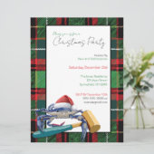 Santa Blue Crab met Mallet Kerstfeest Custom Kaart (Staand voorkant)