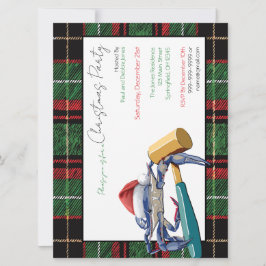 Santa Blue Crab met Mallet Kerstfeest Custom Kaart