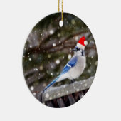 Santa Blue Jay Keramisch Ornament (Rechts)