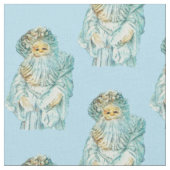 Santa Blue Pastel Vintage Kerstmis Stof (Close Up)