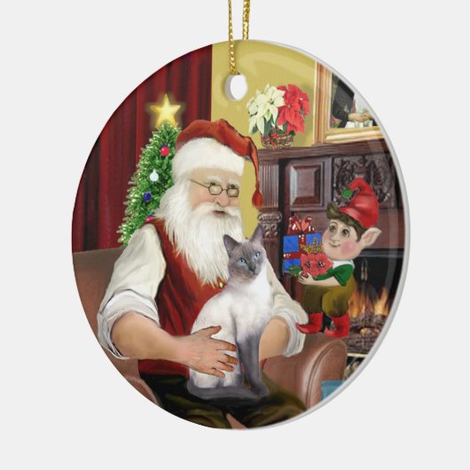 Santa - Blue Point Siamese Keramisch Ornament (Links)