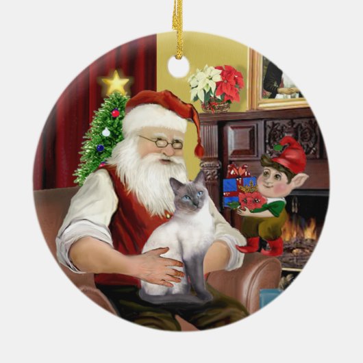 Santa - Blue Point Siamese Keramisch Ornament (Achterkant)