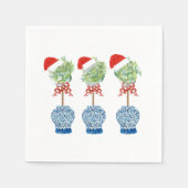 Santa Blue White Ginger Jar jars Topiary Placemat Servet (Voorkant)