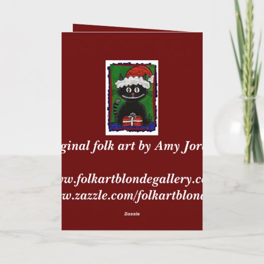 Santa Bo - Black Cat Christmas wenskaart (2) Feestdagen Kaart (Achterkant)