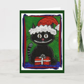 Santa Bo - Black Cat Christmas wenskaart (2) Feestdagen Kaart (Voorkant)