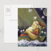 Santa Boat postcard Feestdagenkaart (Voorkant / Achterkant)