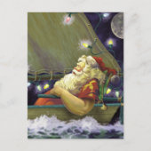 Santa Boat postcard Feestdagenkaart (Voorkant)