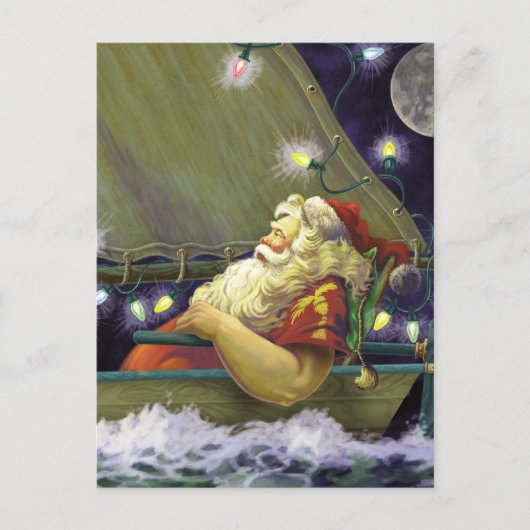 Santa Boat postcard Feestdagenkaart (Voorkant)