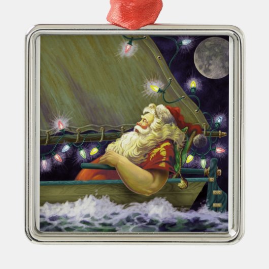 Santa Boat-versiering Metalen Ornament (Voorkant)