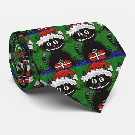 SANTA BOBO de ZWARTE KAT - Kerstmis stropdas (Opgerold)