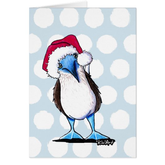 Santa Booby Bird kerstKaart (Voorkant)