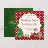 Santa, boom, kinderen kerstfeest met rotsen kaart (Voorkant / Achterkant)