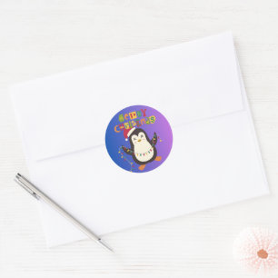 Santa & Boom Magic – Kerststickers & Uitnodigingen Ronde Sticker