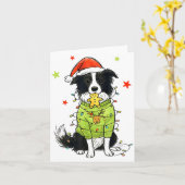 Santa Border Collie Christmas Border Collie Dog Mo Kaart (Gele Bloem)