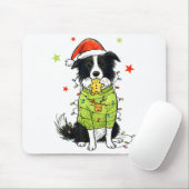 Santa Border Collie Christmas Border Collie Dog Mo Muismat (Met muis)