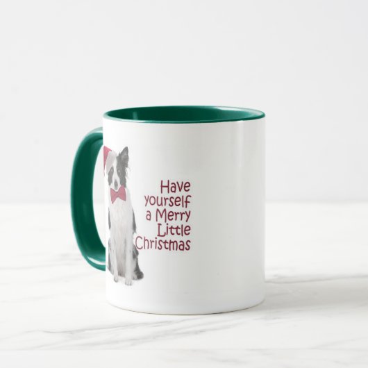 Santa Border Collie Kerstmis Mok (Voorkant links)