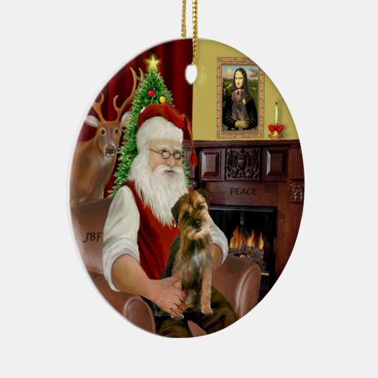 Santa - Border Terrier 1 Keramisch Ornament (Rechts)