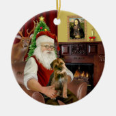 Santa - Border Terrier 1 Keramisch Ornament (Voorkant)