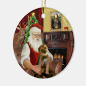 Santa - Border Terrier 1 Keramisch Ornament (Links)