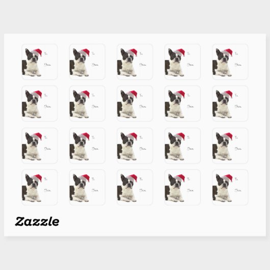 Santa Boston Terrier Gift Stickers (Vel)