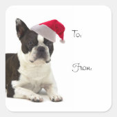 Santa Boston Terrier Gift Stickers (Voorkant)