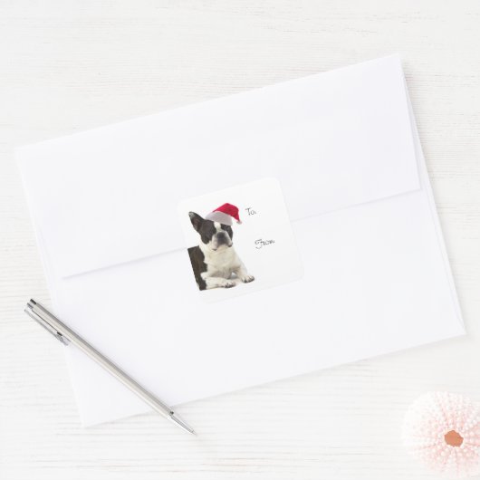 Santa Boston Terrier Gift Stickers (Envelop)