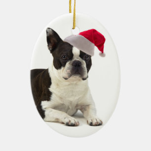 Santa Boston Terrier Ornament