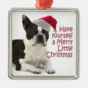 Santa Boston Terrier Ornament