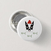 Santa Boston Terrier Pin Ronde Button 3,2 Cm (Voorkant /achterkant)