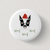 Santa Boston Terrier Pin Ronde Button 3,2 Cm (Voorkant)