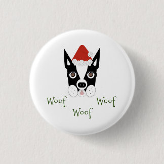 Santa Boston Terrier Pin Ronde Button 3,2 Cm