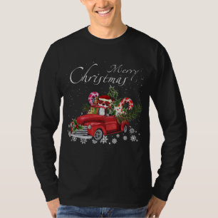Santa Boston Terrier Rijden Rode Vrachtwagen Vroli T-shirt