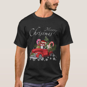 Santa Boston Terrier Rijden Rode Vrachtwagen Vroli T-shirt