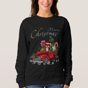 Santa Boston Terrier Rijden Rode Vrachtwagen Vroli Trui