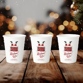 Santa Bottoms Up Funny Christmas Party Drinkware Papieren Bekers