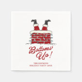 Santa Bottoms Up Funny Holiday Cocktail Accent Servet (Voorkant)