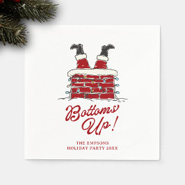 Santa Bottoms Up Funny Holiday Cocktail Accent Servet